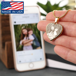 Photo Etched Heart Necklace