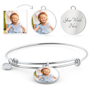 Photo Etched Adjustable Circle Pendant Bangle