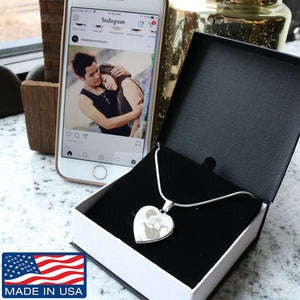 Photo Etched Heart Adjustable Luxury Necklace